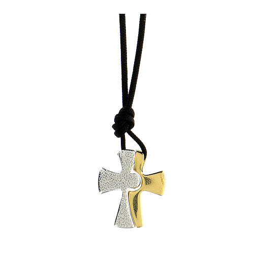 Collier corde avec croix puzzle en argent 925 1