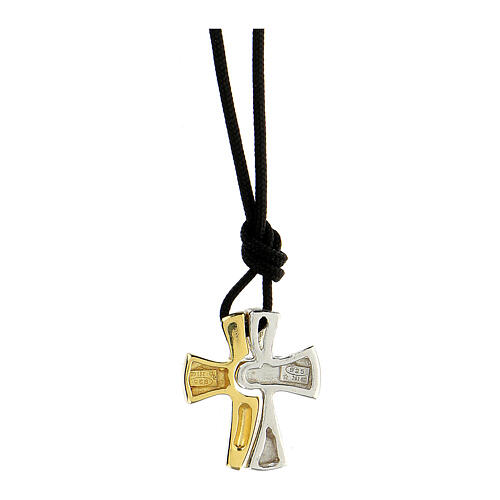 Collier corde avec croix puzzle en argent 925 5