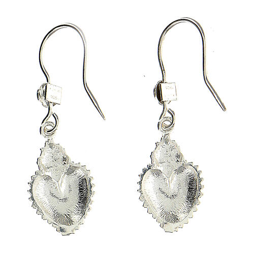 Votive heart earrings red enameled silver 925, medium 3
