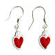 Votive heart earrings red enameled silver 925, medium s1