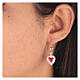 Earrings with red enamelled ex-voto heart, decorated frame, 925 silver s2
