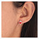 Stud earrings with small red enamelled ex-voto heart, 925 silver s2