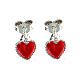 Stud earrings with small red enamelled ex-voto heart, 925 silver s3