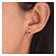 Orecchini cuore votivo rosso smaltato piccolo argento 925 s2