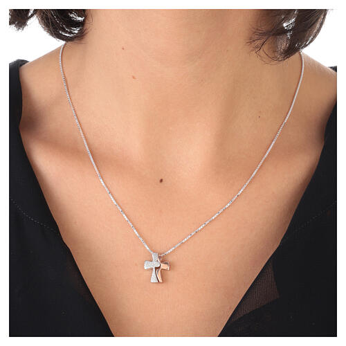 Necklace chain with puzzle-like cross, 925 silver 2