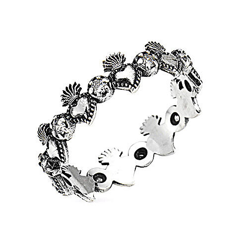 Anello Amen argento cuori votivi 1