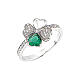 Amen ring with four-leaf clover, 925 silver, white and green zircons s1