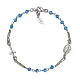 Amen bracelet with light blue beads, crucifix and Miraculous Medal, 925 silver s1