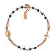 Amen coppery bracelet with blue beads, crucifix and Miraculous Medal, 925 silver s1