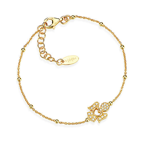 Amen bracelet with angel, gold plated 925 silver and zircons 1