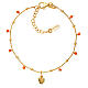 Amen bracelet with angel, gold plated 925 silver and orange beads s1