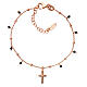 Bracelet Amen argent 925 rosé pendentif crucifix grains cristal noir s1