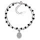 Amen bracelet with Miraculous Medal and black beads, 925 silver and zircons s1