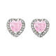 AMEN stud earrings with pink heart, rhodium-plated 925 silver s1