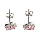 AMEN stud earrings with pink heart, rhodium-plated 925 silver s2