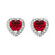 AMEN stud earrings with ruby heart, rhodium-plated 925 silver s1
