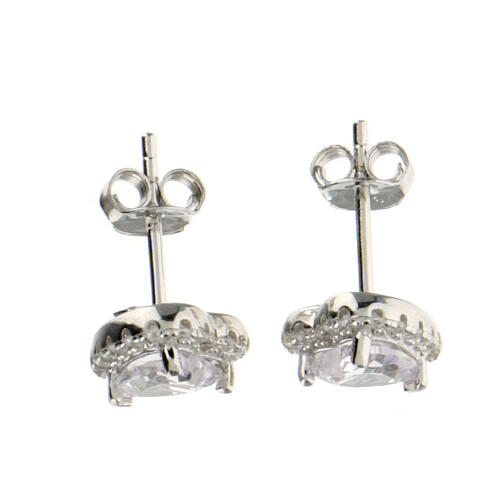 AMEN stud earrings with white heart, rhodium-plated 925 silver 2