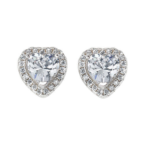 AMEN white heart earrings 925 silver fin. rhodium 1