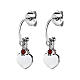 AMEN J-hoop earrings with ruby crystal and heart-shaped charm, rhodium-plated 925 silver s1