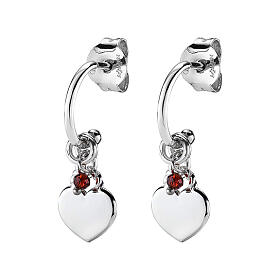 AMEN heart earrings 925 silver ruby ​​crystals rhodium finishhinged back
