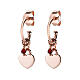 AMEN heart earrings in 925 silver, ruby ​​crystals, rose finish s1