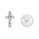 AMEN stud earrings with pearl and zircon cross, rhodium-plated 925 silver s1