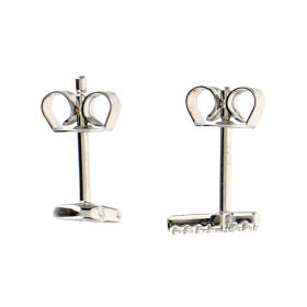 AMEN stud earrings, cross and heart with white zircons, rhodium-plated 925 silver