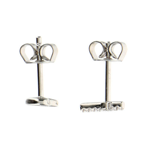 AMEN stud earrings, cross and heart with white zircons, rhodium-plated 925 silver 2