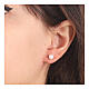 Boucles d'oreilles AMEN type puces croix mauve et perle argent 925 rosé s4