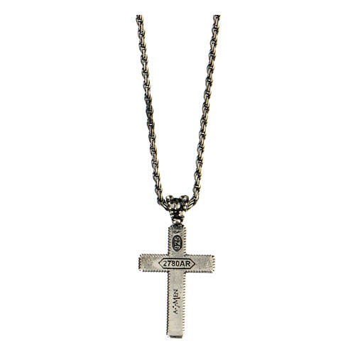 Kette und Kreuzanhänger, AMEN, 925er Silber, brüniert 3