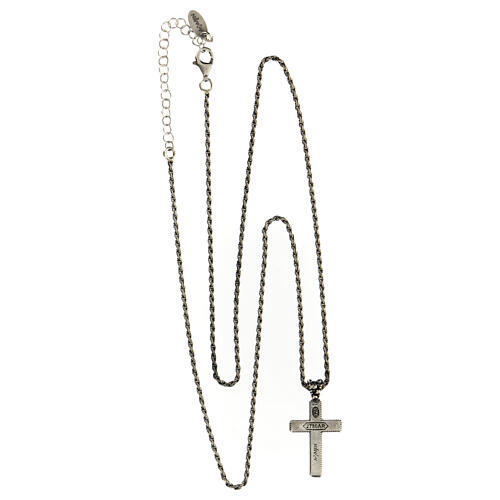 Kette und Kreuzanhänger, AMEN, 925er Silber, brüniert 4