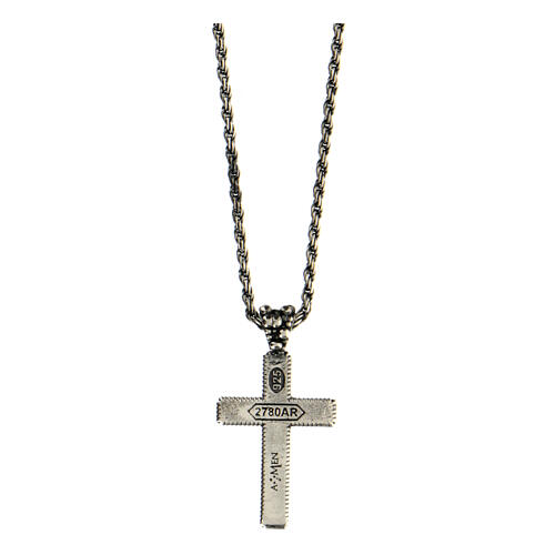 AMEN cross necklace in 925 silver burnished finish 3