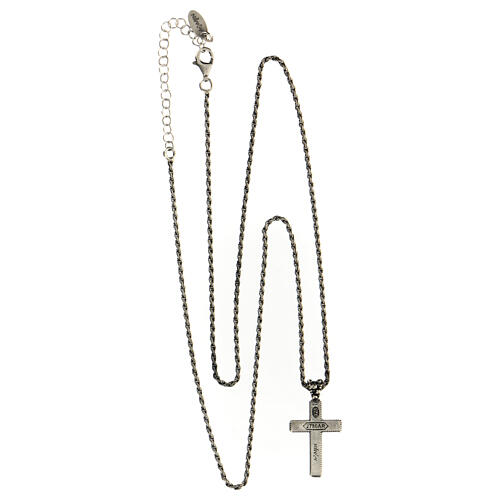 AMEN cross necklace in 925 silver burnished finish 4