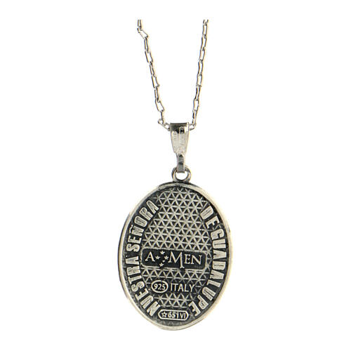 AMEN Gioielli - Collana Con Medaglia Madonna Di Guadalupe - Argento 925 Dorato - Catena Regolabile 40-45-50 Cm