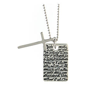 Our Father cross necklace AMEN 925 silver burnished finish