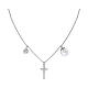 AMEN necklace with zircon charm, zircon cross and pearl, rhodium-plated 925 silver s1