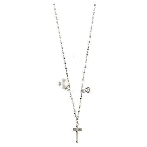 Collier AMEN croix perle et zircon argent 925 rhodié 3