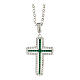 Collar crucifijo verde AMEN plata 925 zircones rodiada s1
