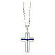 Collar crucifijo azul AMEN plata 925 zircones rodiada s1