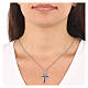 Collar crucifijo azul AMEN plata 925 zircones rodiada s2