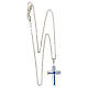 Collar crucifijo azul AMEN plata 925 zircones rodiada s4