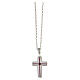 AMEN necklace with white and red cross, zircons and rhodium-plated 925 silver s1