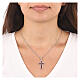 AMEN necklace with white and red cross, zircons and rhodium-plated 925 silver s2