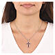 Collana crocifisso rosso AMEN argento 925 zirconi fin. rodiata s2