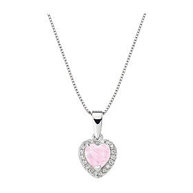 AMEN necklace Heart of the Ocean, pink, rhodium-plated 925 silver