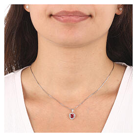 AMEN necklace Heart of the Ocean, red, rhodium-plated 925 silver