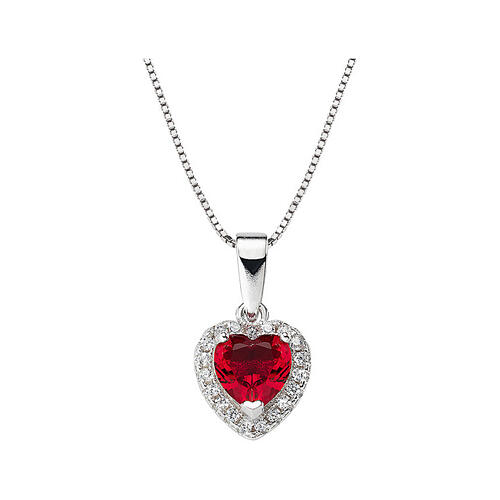 AMEN necklace Heart of the Ocean, red, rhodium-plated 925 silver 1