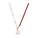 AMEN necklace with beads, red crystals and heart pendant, rosé 925 silver s1