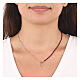 AMEN necklace with beads, red crystals and heart pendant, rosé 925 silver s2