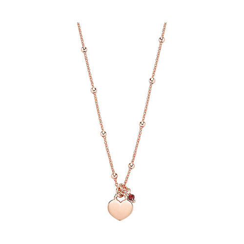 Collana cuore e cristallo AMEN argento 925 fin. rosata 1